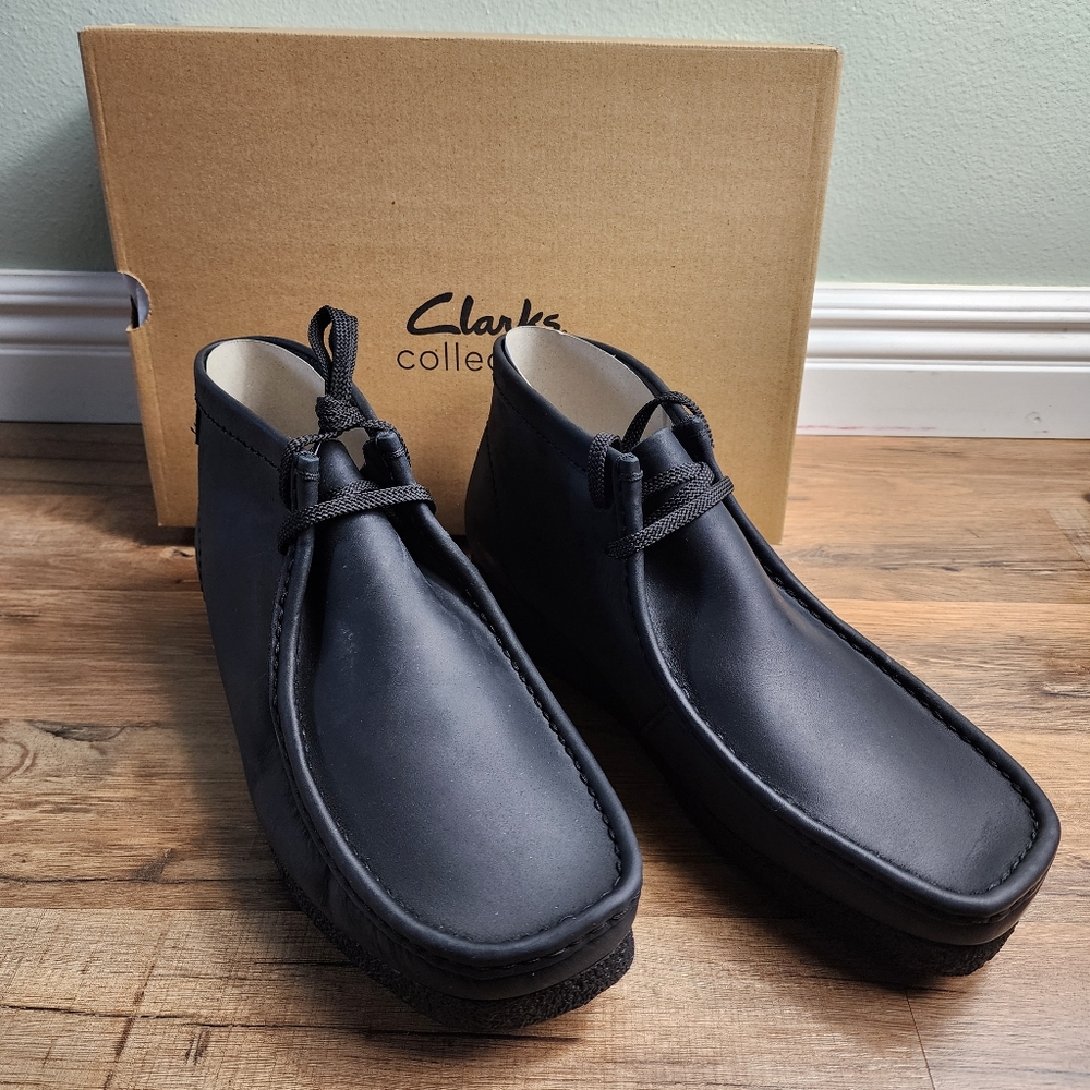❗️NWT❗️Men's Clarks Shacre Black Leather Ankle Boot Size 11.5 W